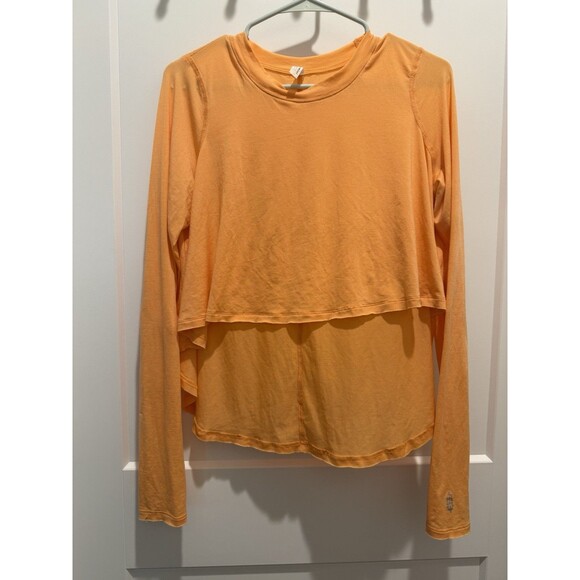 Free People Movement Cadence Layering Tee Top In Orange, Small, New - Picture 1 of 5
